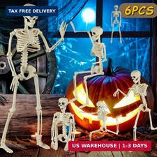 6 Packs Skeleton Halloween Decorations Outdoor with 16" Full Body Posable Joints