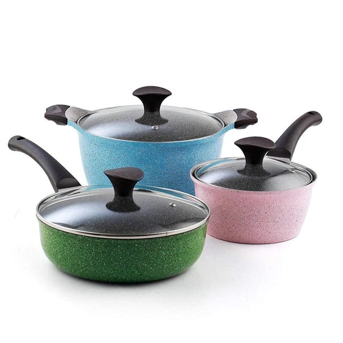 Cook N Home Cook N Co 6-Piece Cast Aluminum Ceramic Nonstick Cookware Set in