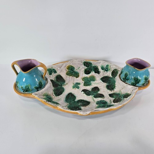 George Jones England Majolica Serving Tray w/Two Pitchers 19th Century