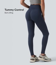 NEW Halara Large Blue Seamless High Waisted Tummy Control Butt Lifting Leggings