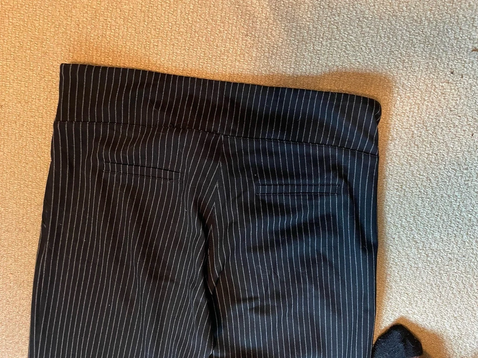 Betabrand Women L Dress Pant Yoga Pant Wide Leg Pinstripe Stretch Trousers - Image 4 of 4