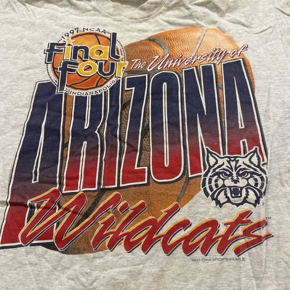 Vintage 1997 University Arizona Wildcats Final Four Single Stitch XL Shirt NCAA - Image 2 of 4