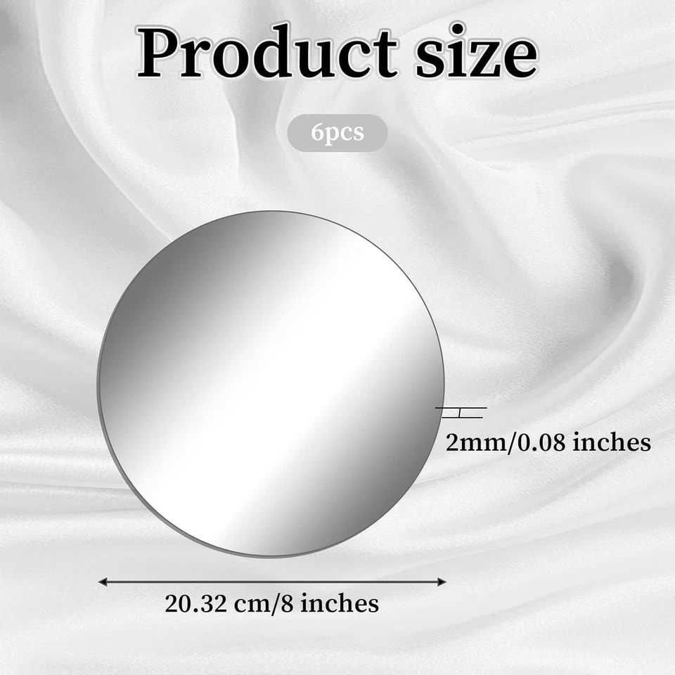 Juego de espejos acrílicos ligeros de 8 pulgadas - 6 piezas accesorios de decoración autoadhesivos Foto 4 de 4
