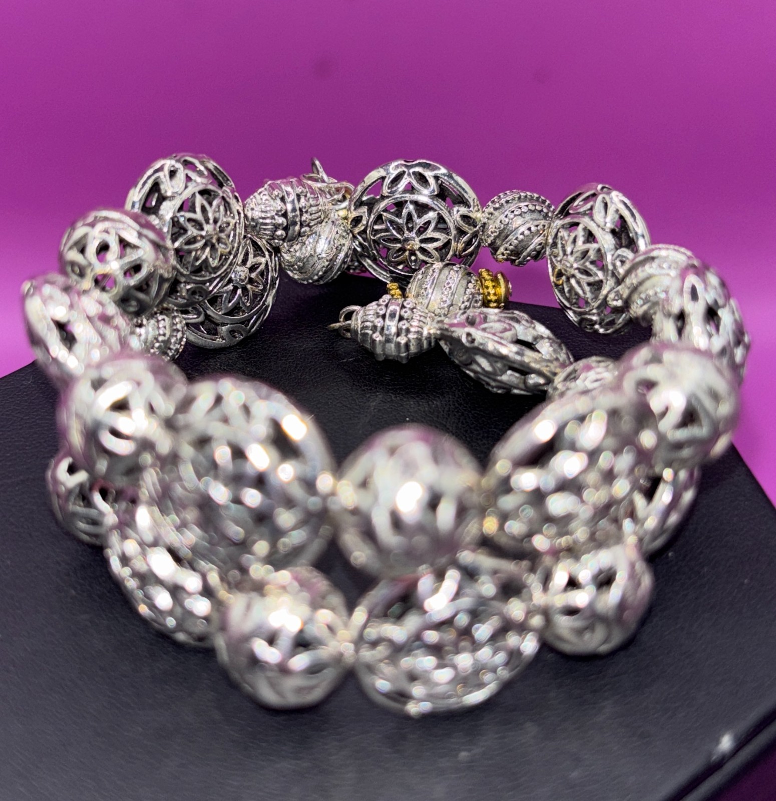 Tibetan Silver Beaded Wrap Statement Bracelet on … - image 10