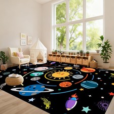 Batatadoce Solar System Rug-Machine Washable 6X9 Feet Space Rug For Boys Room