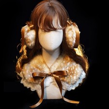 Lady Cute Faux Fur Collar Scarf Fluffy Lolita Wraps Stole Shawl Earmuffs Gloves