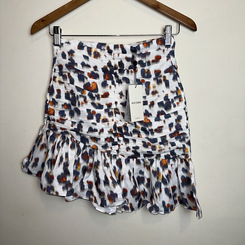 Nocturne Women’s Leopard Print Draped Mini Skirt Lined Y2K Size Small Preppy