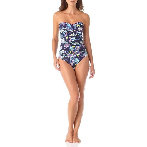 Anna Cole Twist Front Shirred Floral One-Piece Swimsuit Size M - Picture 10 of 12
