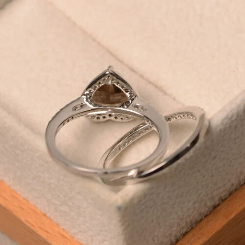 Rauchquarz Ring 925 Sterling Silber Ring Herzform Verlobungsring für Damen - Bild 3 von 4