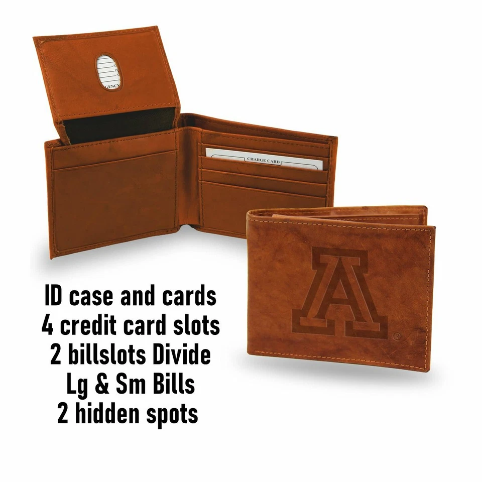 University of Arizona Wildcats Wallet Lic. BI-Fold Leather Billfold Brown Tan - Image 4 of 4