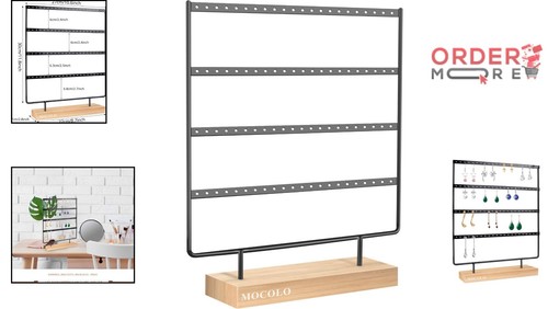 Earring Holder Metal 4 Layers 88 Holes Stylish Display Organizer Jewelry Storage - Picture 2 of 8