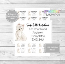 West Highland White Terrier 42 Personalised Dog Address Labels/Return Stickers