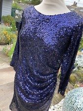 BILLY & BLOSSOM DOROTHY PERKINS Dress SIZE 12 Navy ruched 3/4 sleeve - lined NWT