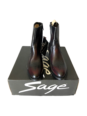 #ad ABILENE Men#x27;s Sage Western Leather Zipper Ankle Boots Size 10 Black Cherry NIB $148.50