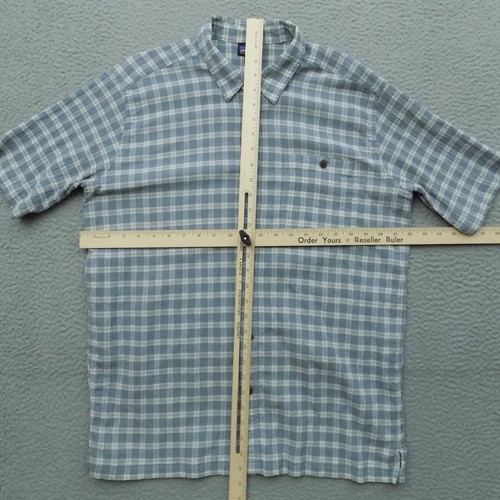 Patagonia Shirt Mens Large Gray White Button Up Organic Seersucker Yachting 7283 - Picture 3 of 11