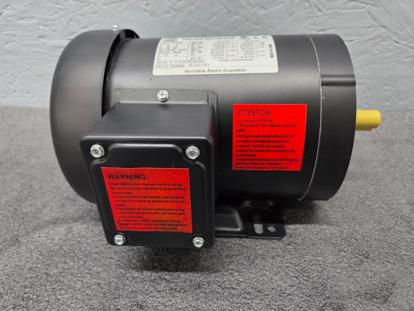 Worldwide Electric Corp. NAT34-36-56CB, 3/4 HP, 230/460 VAC, 3450 RPM