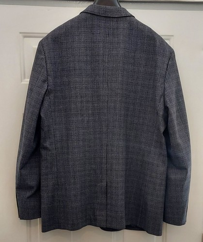 BEN SHERMAN MEN'S GRAY PLAID 2-BUTTON POLYESTER BLEND SPORTS BLAZER SIZE R48 - Picture 3 of 16