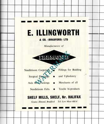 E Illingworth & Co Bradford Ltd Yorkshire - 1956 kleine Anzeige