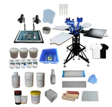 Manual Screen Printing Kit 3 Color 4 Station Silkscreen Set DIY Series USA Ship
