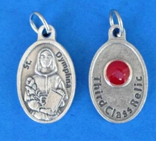 St. Saint Dymphna + Third Class Relic - OX 1 inch Medal 
