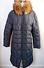 Postcard Black Quilted Puffer Removable Fur Collar Coat Size 10 Post Card