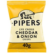 Pipers Lye Cross Cheddar & Onion Crisps | 24x40g | Free Delivery