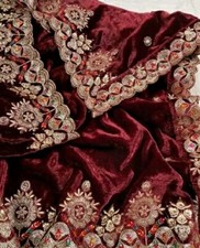 Velvet dupatta bridal shawl Indian embroidered chunni girl scarf gift for women
