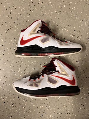 Nike Air Sneaker Mens 12 Lebron X Home James White Red Black