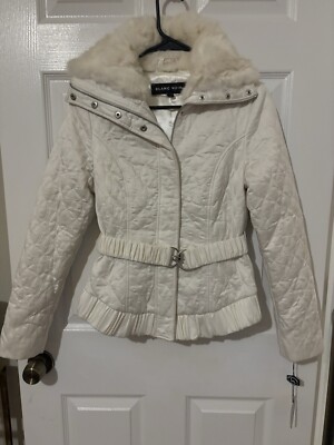 BLANC NOIR SMALL WHITE BELTED FUR JACKET