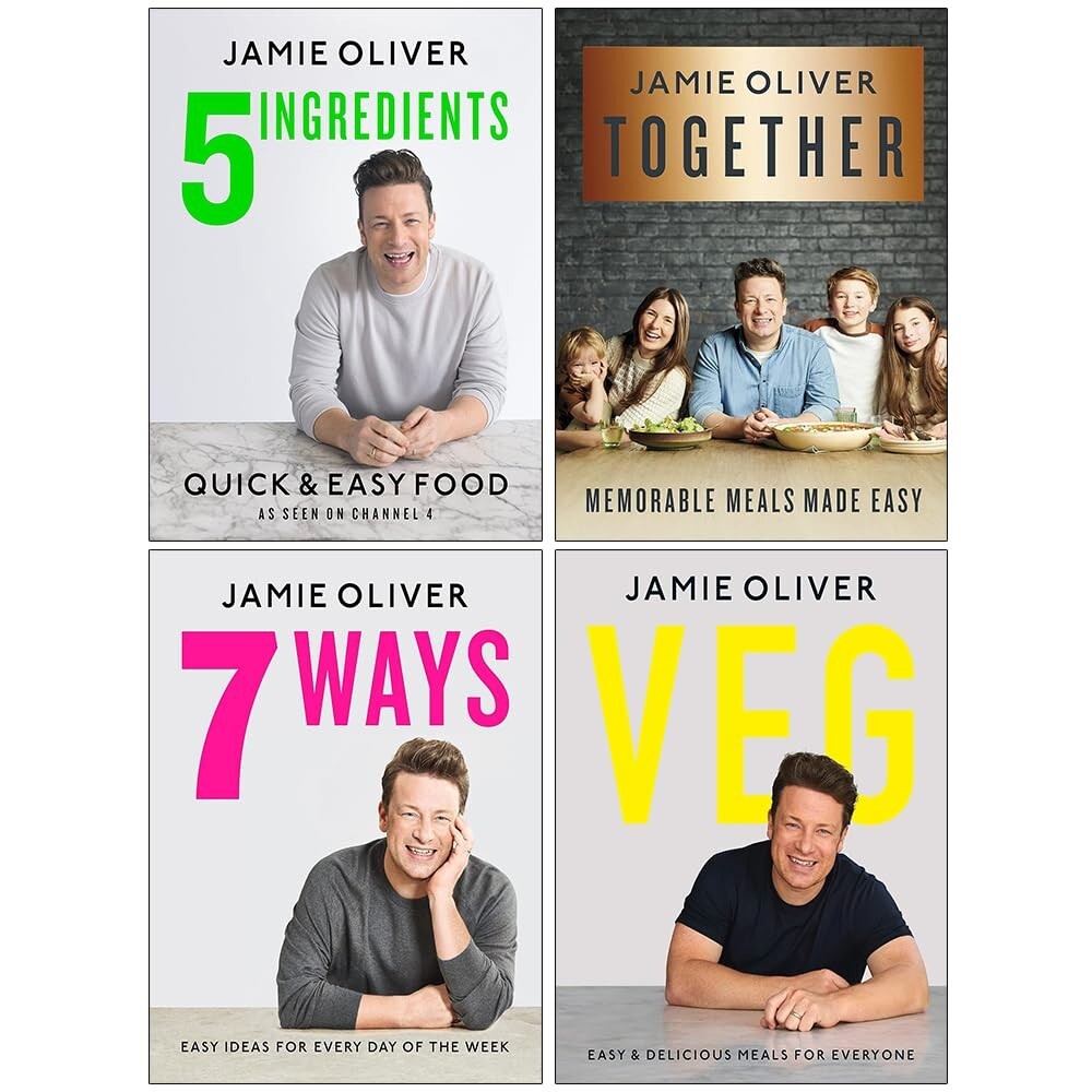 Jamie Oliver Collection 4 Books Set 5 Ingredients Quick & Easy Food, 7 Ways, Veg