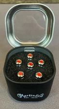 Martin APP0007 Luxe Liquidmetal Bridge Pin Set - Chrome w/ Red Inlay