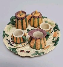 Vintage Corncob /Veggie Miniature Tea Set  Thanksgiving Holiday 10 pc Set