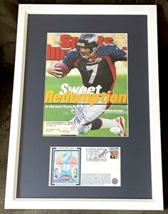 John Elway autographed Broncos SB 32 Champions SI cover cachet custom framed JSA