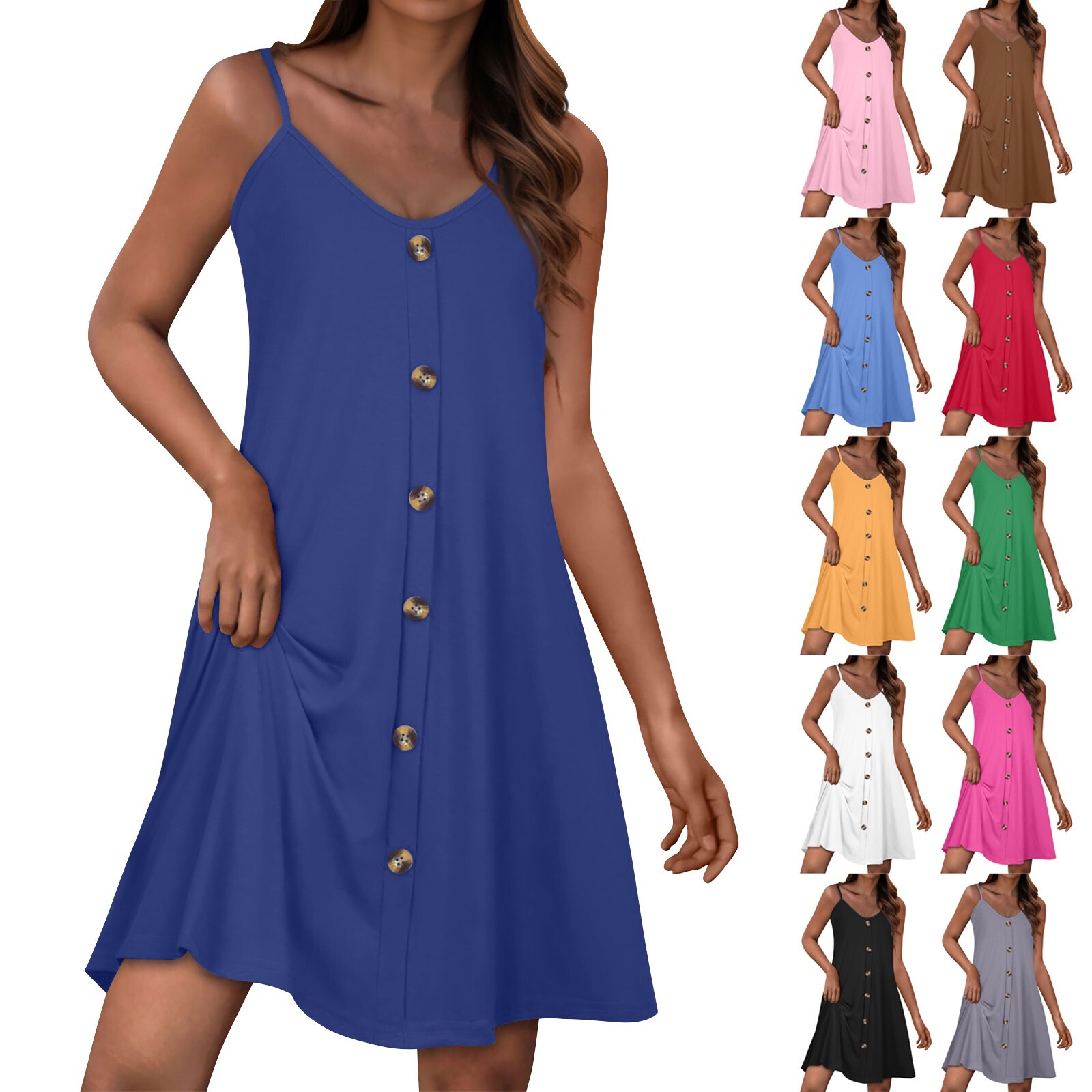 Women’s Boho Casual Sundress with Pockets for Summer Beach Holidays-image