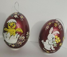 Set of 2 Vintage Handmade Painted Easter Egg ...