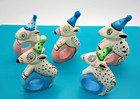 Party Dogs Painted Wood Napkin Rings Hats Folk Art Spotted Pups Set of 5