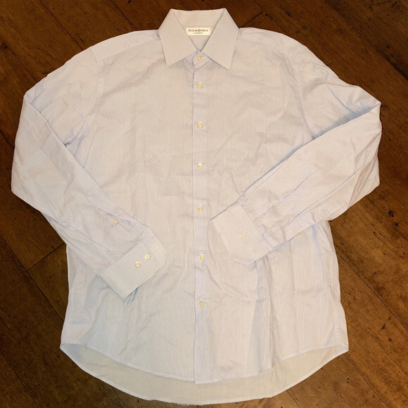 Camicia elegante YSL YVES SAINT LAURENT spilla righe uomo 43 17 usata in ottime condizioni era $290