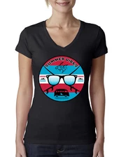 Retro Sunglass Beach Summer Vibes Outdoor Women Junior Fit V-Neck Tee