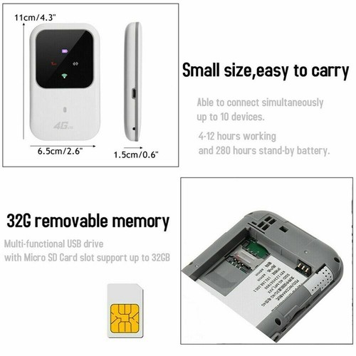 Router wireless a banda larga mobile portatile 4G LTE hotspot SIM sbloccato modem WiFi - Foto 9 di 12