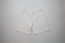 Vtg 90s Streetwear Mens L Blank Striped Above Knee Sweatpants Shorts White USA