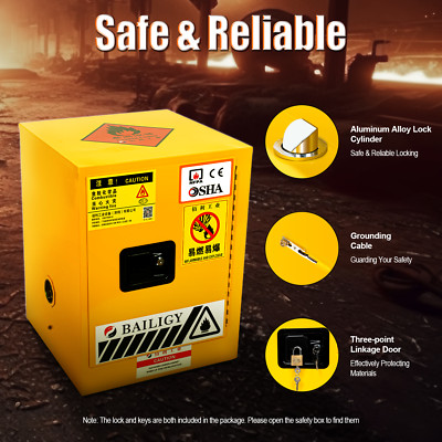 Flammable Cabinet Fire-proof Leak-proof 4 Gallon for Commercial Industrial Home