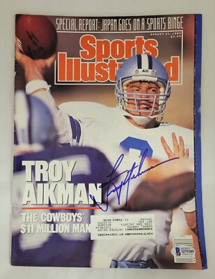 Troy Aikman Signed Sports Illustrated SI 8.21.89 NFL Dallas