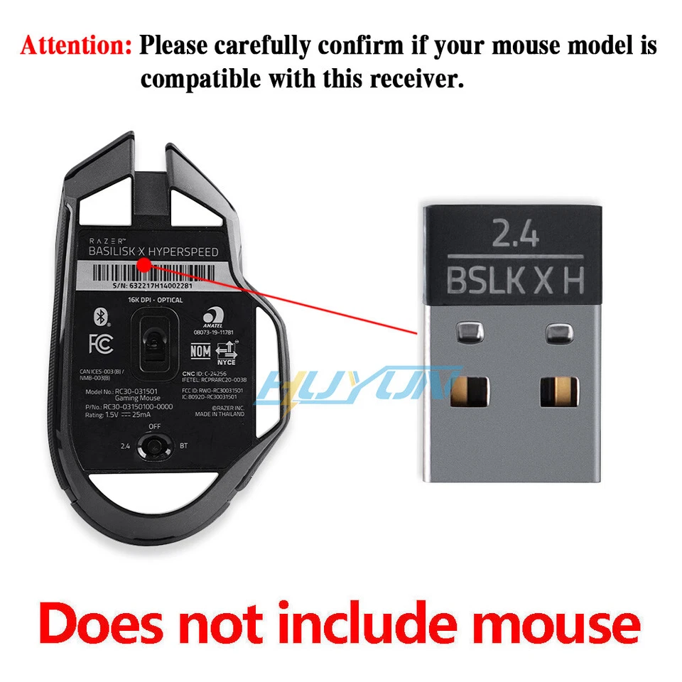 2.4 USB Receiver Dongle Adapter for Razer Basilisk x Hyperspeed Wireless Mouse  - Image 3 of 4
