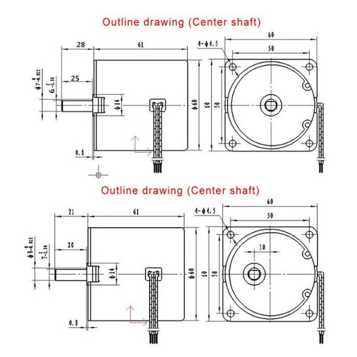 60KTYZ 2.5-110rpm/min Synchronous Motor 110/220V 14W/28W Permanent Magnet CW/CCW - Picture 4 of 9