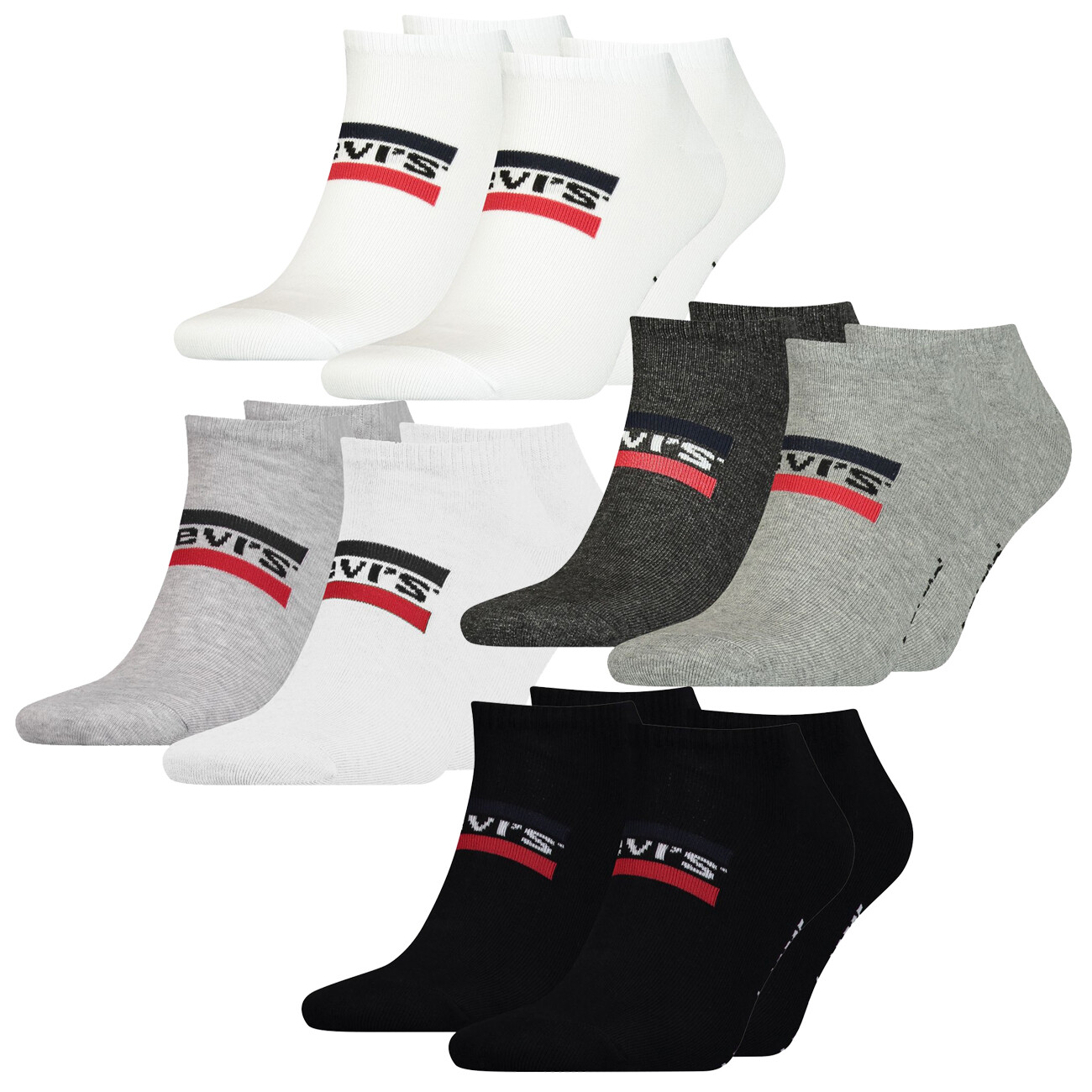 Кроссовки унисекс Levis Sportsocken с глубоким вырезом и логотипом спортивной одежды 4er Multipack 35-46 5490₽