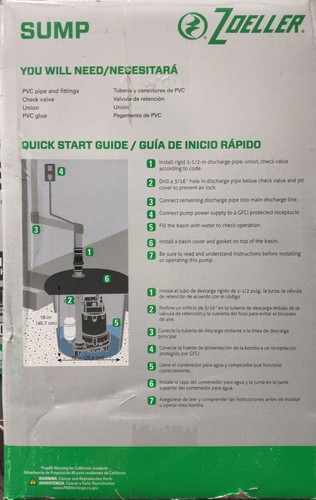 Zoeller 1/2 HP bomba sumergible de sumidero #1096 (C7) - Imagen 2 de 4