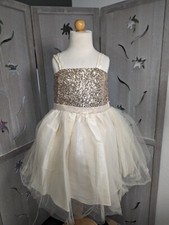 NEW Flower Girl Holiday Wedding party Dress sequin tutu gold CLOSEOUT 4 reg 45