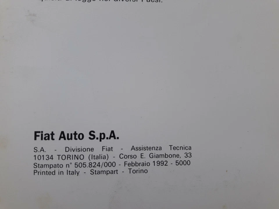 Manuale Informazioni del Servizio Fiat Cinquecento - Immagine 2 di 4