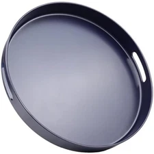 SforGUVA Navy Blue Decorative Serving Tray with Handles 13” Versatile Ottoman...