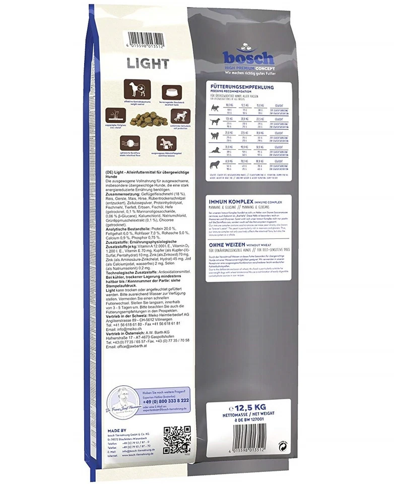 BOSCH 12,5 kg Adult Light Diät Hundefutter Trockenfutter mit Geflügel - Bild 2 von 4